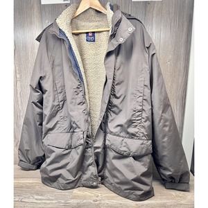 VTG Chaps Men’s Zip Off Hooded Coat W/ Removable Lining Olive Size Large